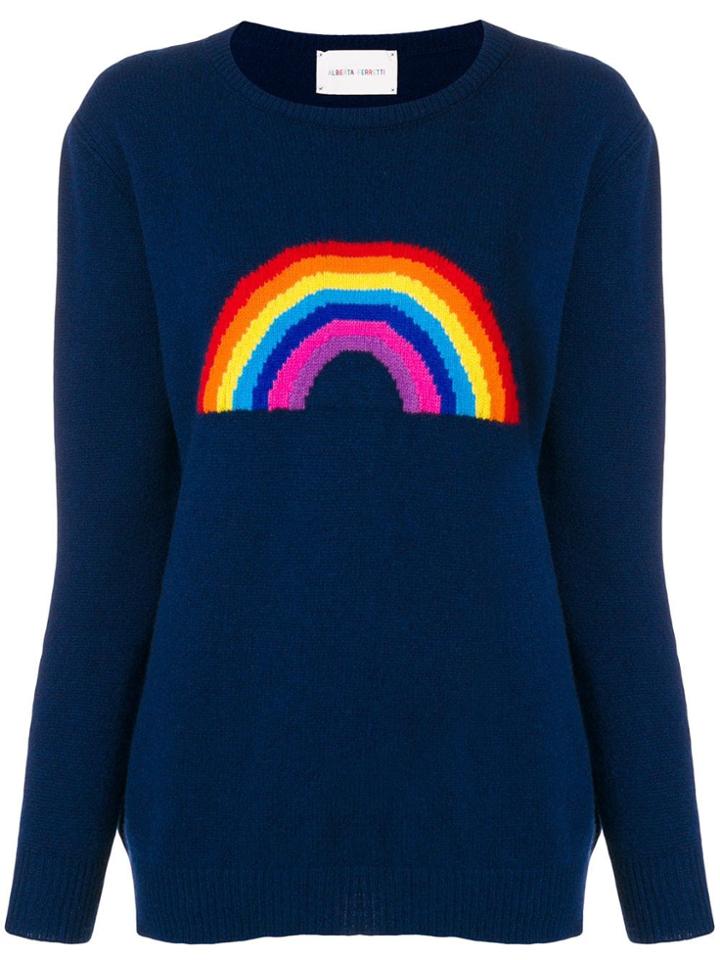 Alberta Ferretti Rainbow Crew Neck Jumper - Blue