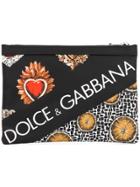 Dolce & Gabbana Sacred Heart And Lemon Print Clutch Bag - Black