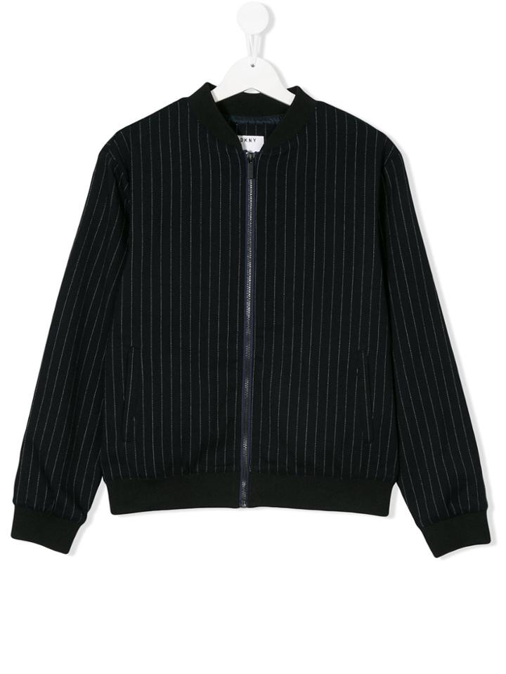 Dkny Kids Striped Bomber Jacket - Blue