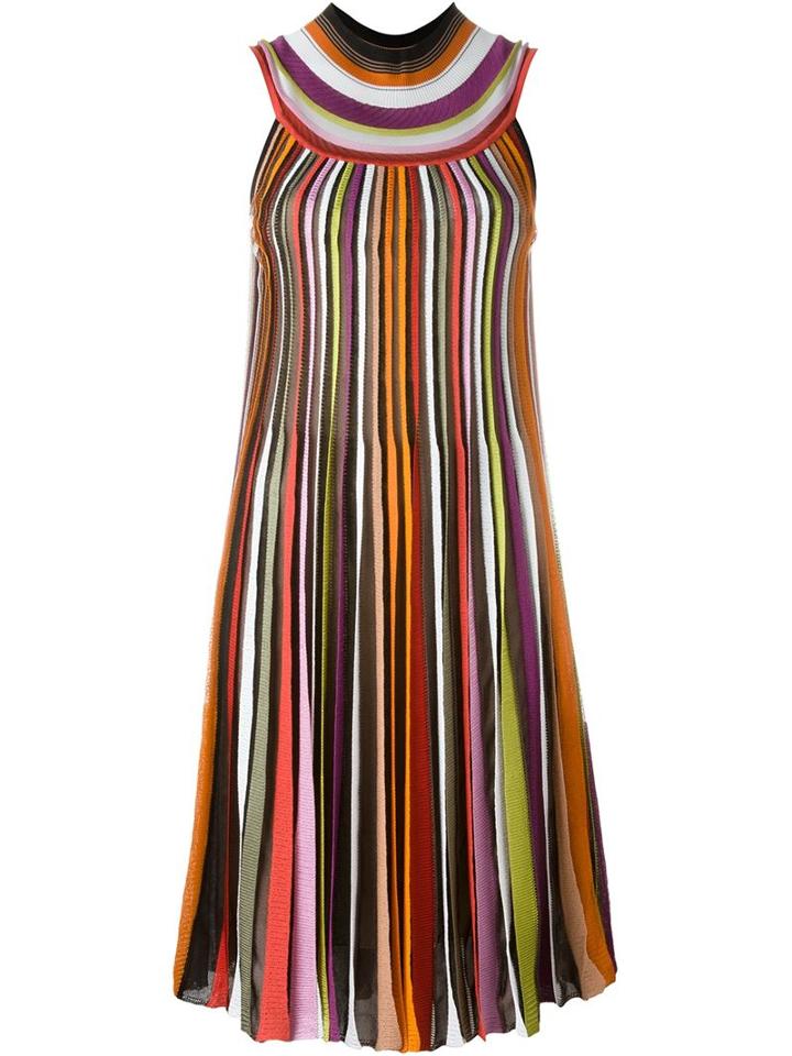 Missoni Pleated Funnel Neck Dress, Women's, Size: 42, Rayon/nylon