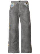 Avant Toi Cropped Embroidered Trousers - Grey