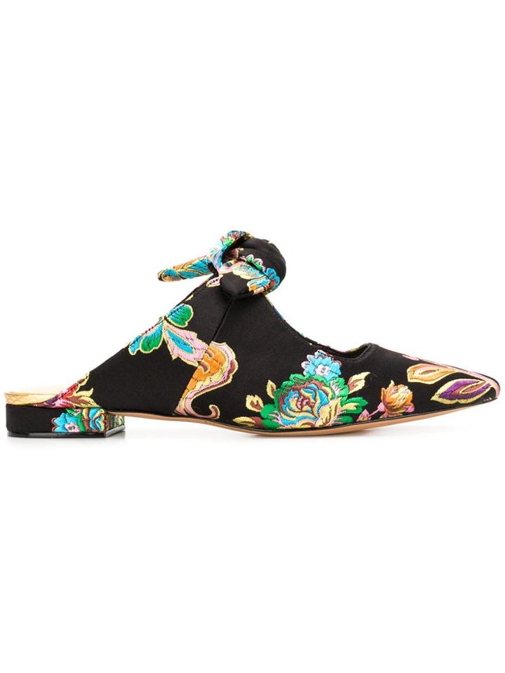 Alexandre Birman Floral Print Evelyn Mules - Black