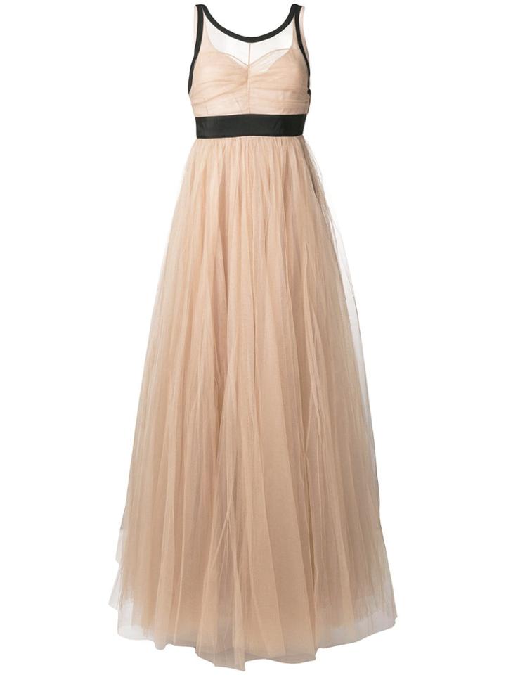 No21 Sheer Tulle Evening Dress - Neutrals