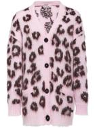 Miu Miu Leopard Intarsia Cardigan - Pink