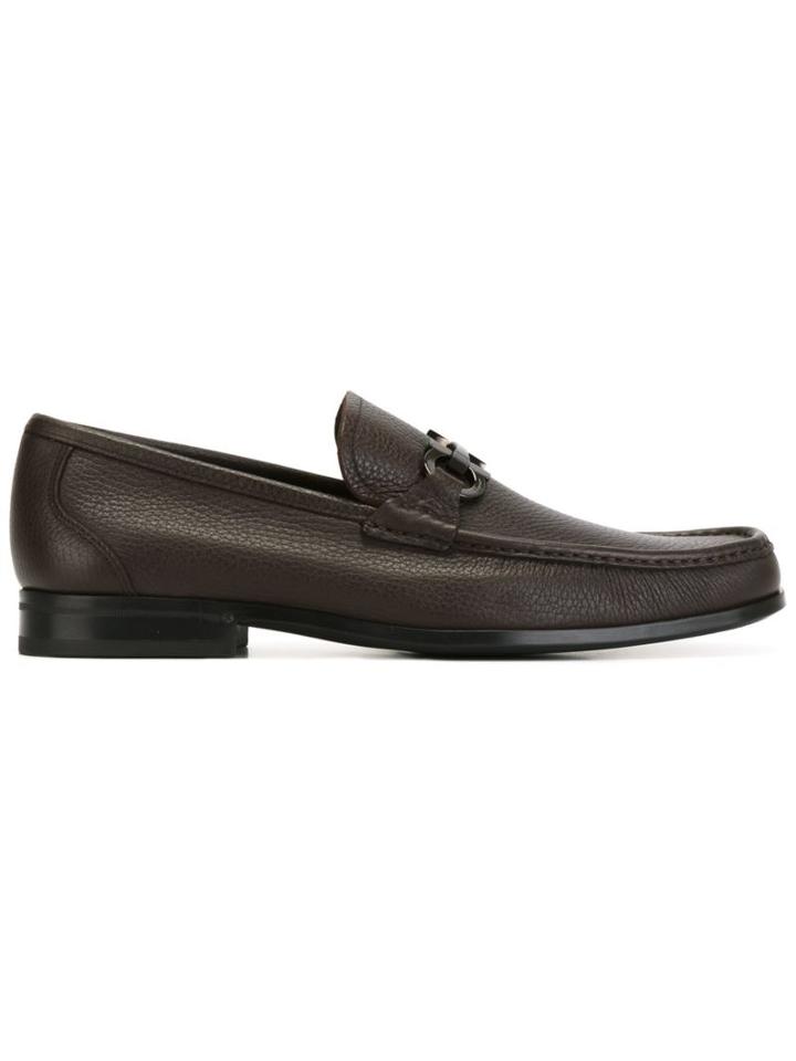 Salvatore Ferragamo Gancini Buckle Loafers, Men's, Size: 7.5, Brown, Leather/rubber
