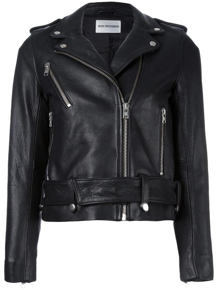 Won Hundred 'skye Winter' Biker Jacket, Women's, Size: 38, Black, Calf Leather