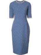 Altuzarra Checked Midi Dress, Women's, Size: 42, Blue, Cotton