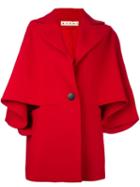 Marni Cape Sleeve Jacket, Women's, Size: 40, Red, Silk/virgin Wool