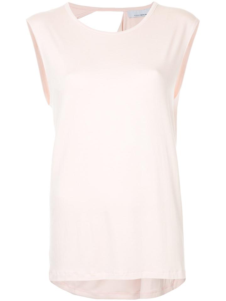 Kacey Devlin Exposed Shoulder Blade Top - Pink & Purple