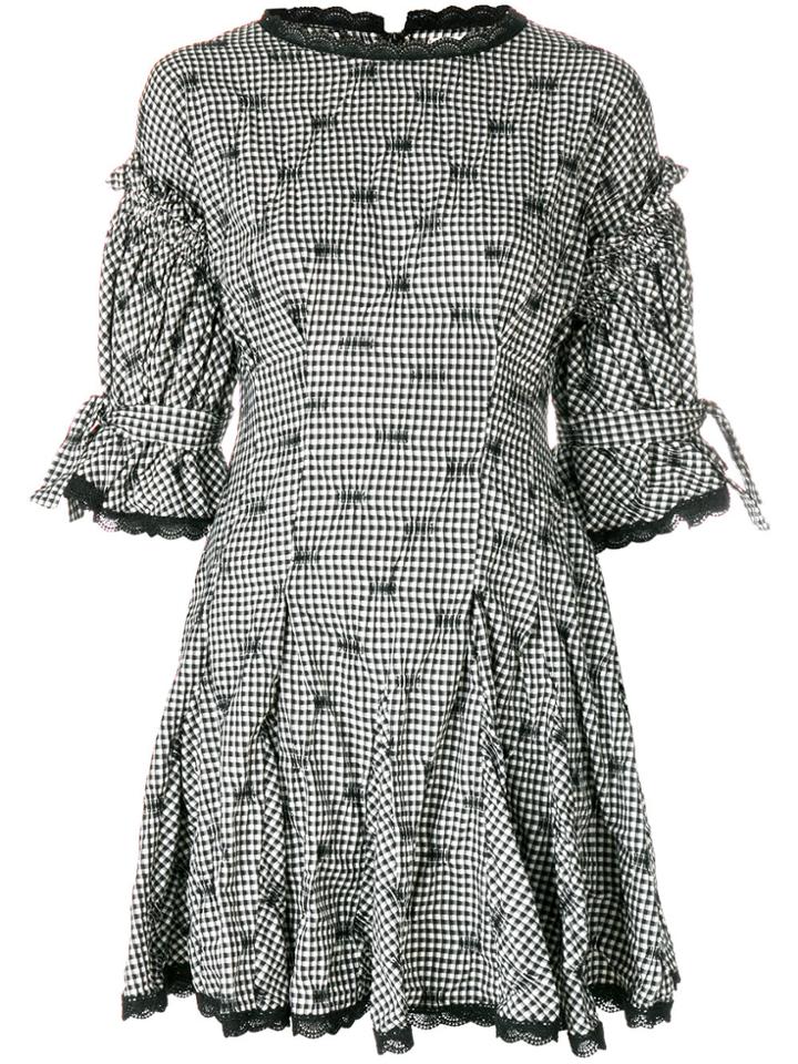 Jonathan Simkhai Smocked Gingham Relaxed Flare Dress - Black