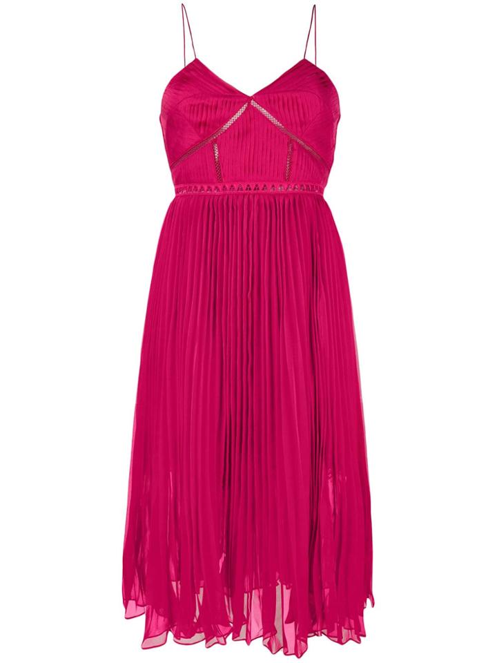 Self-portrait Pleated Midi Dress - Pink