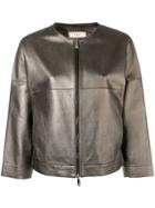 Peserico Panelled Leather Jacket - Brown
