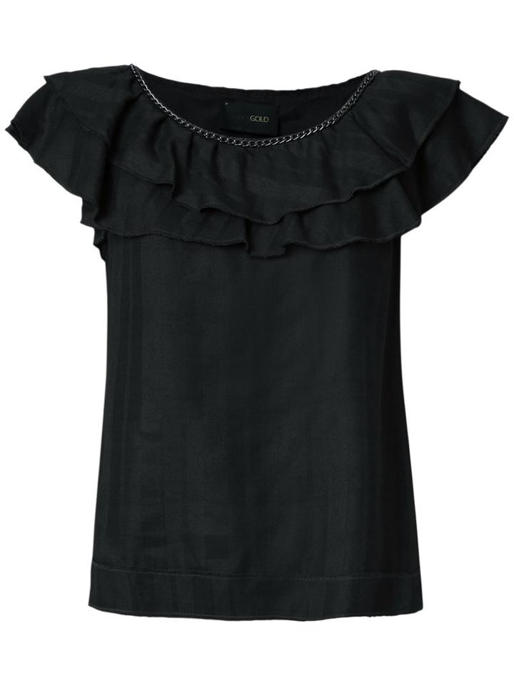 Andrea Bogosian Ruffled Top, Women's, Size: G, Black, Linen/flax/viscose/wool