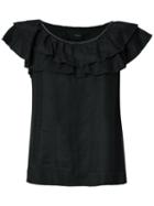 Andrea Bogosian Ruffled Top, Women's, Size: G, Black, Linen/flax/viscose/wool