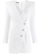 Balmain Asymmetric Button Mini Dress - White