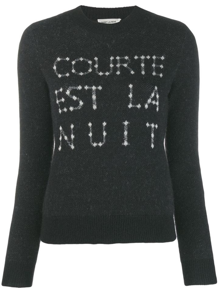 Saint Laurent French Slogan Intarsia Jumper - Black