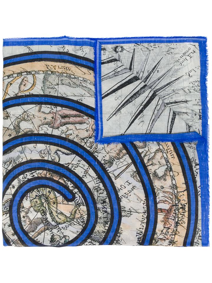 Faliero Sarti Map Print Scarf - Blue