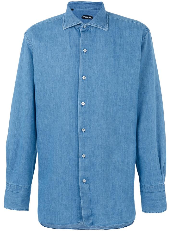 Tom Ford - Buttoned Shirt - Men - Cotton - 40, Blue, Cotton