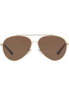 Burberry Eyewear Check Detail Aviator Sunglasses - Metallic