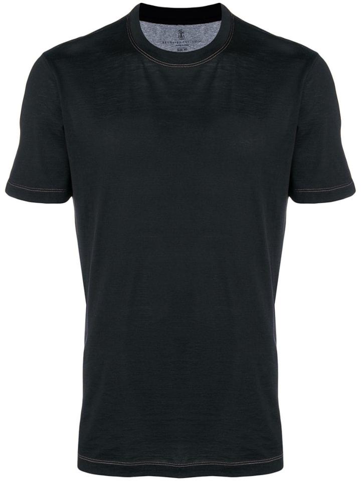 Brunello Cucinelli Contrast Stitch T-shirt - Blue
