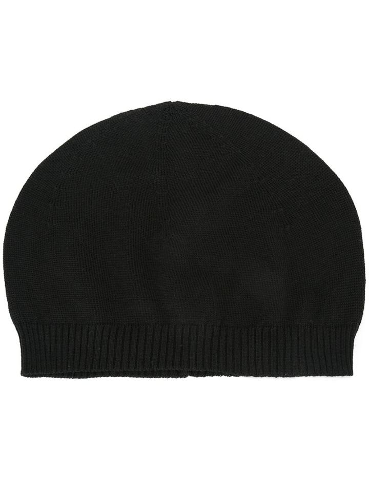 Rick Owens Knit Beanie, Women's, Black, Virgin Wool