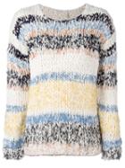 Chloé Striped Pastel Chunky Knit Jumper, Women's, Size: Medium, Cotton/linen/flax/polyamide/viscose