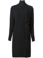 Guy Laroche Vintage Ruffle Detail Crepe Dress - Black