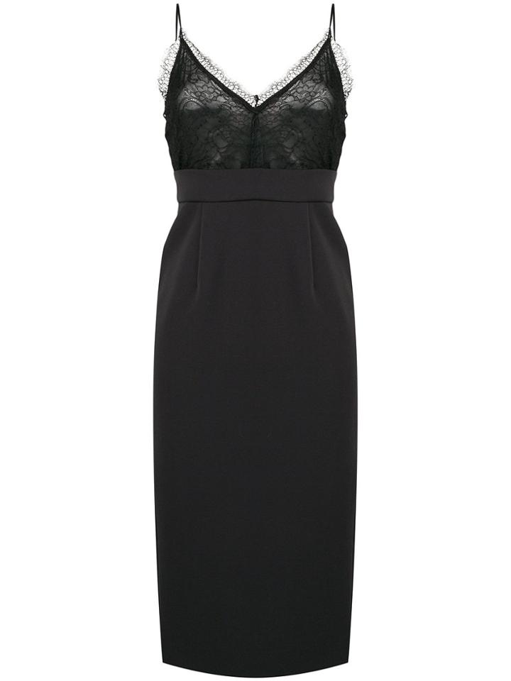 Pinko Lace Panneled Midi Dress - Black