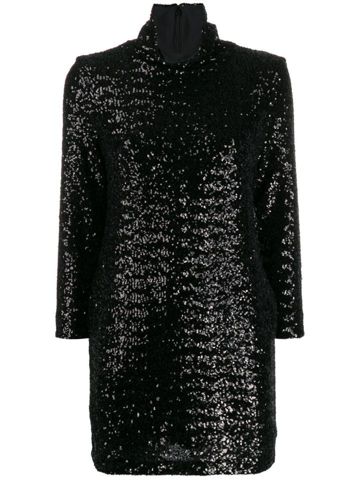 Fabiana Filippi Roll-neck Sequined Mini Dress - Black