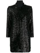 Fabiana Filippi Roll-neck Sequined Mini Dress - Black