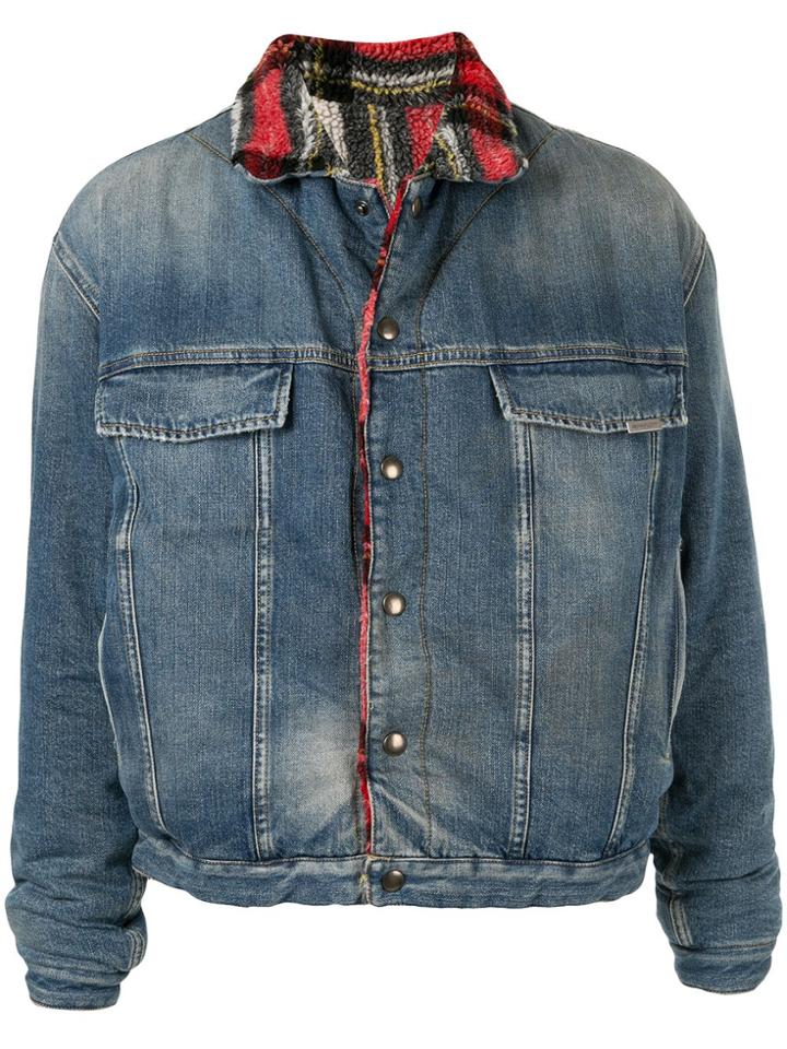 Represent Tartan Interior Denim Jacket - Blue