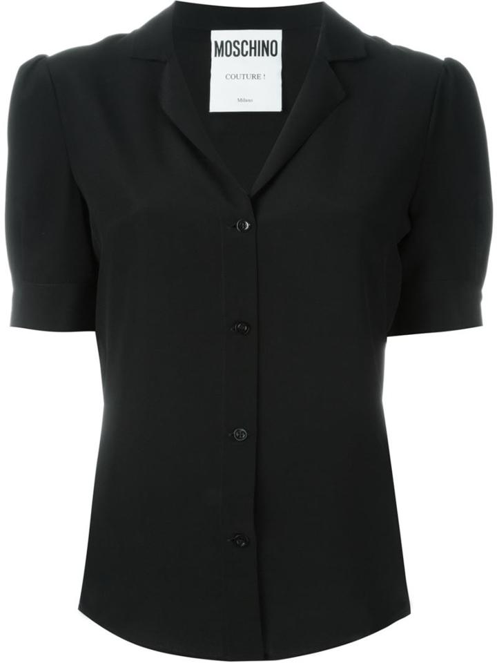 Moschino Notched Collar Shirt, Women's, Size: 48, Black, Silk