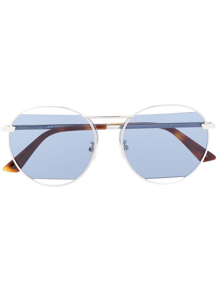 Mcq Alexander Mcqueen Cut-out Lens Aviator Frame Sunglasses - Silver