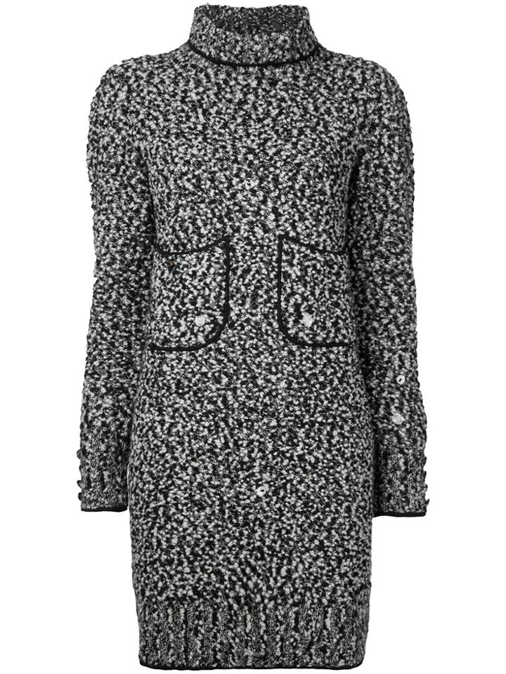 Chanel Vintage Long Sleeve Knit Dress - Black