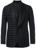 Gabriele Pasini Shawl Lapel Houndstooth Blazer, Men's, Size: 50, Black, Nylon/cupro/viscose/wool