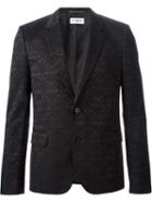 Saint Laurent Brocade Jacquard Blazer, Men's, Size: 48, Black, Silk/cotton/polyester/spandex/elastane