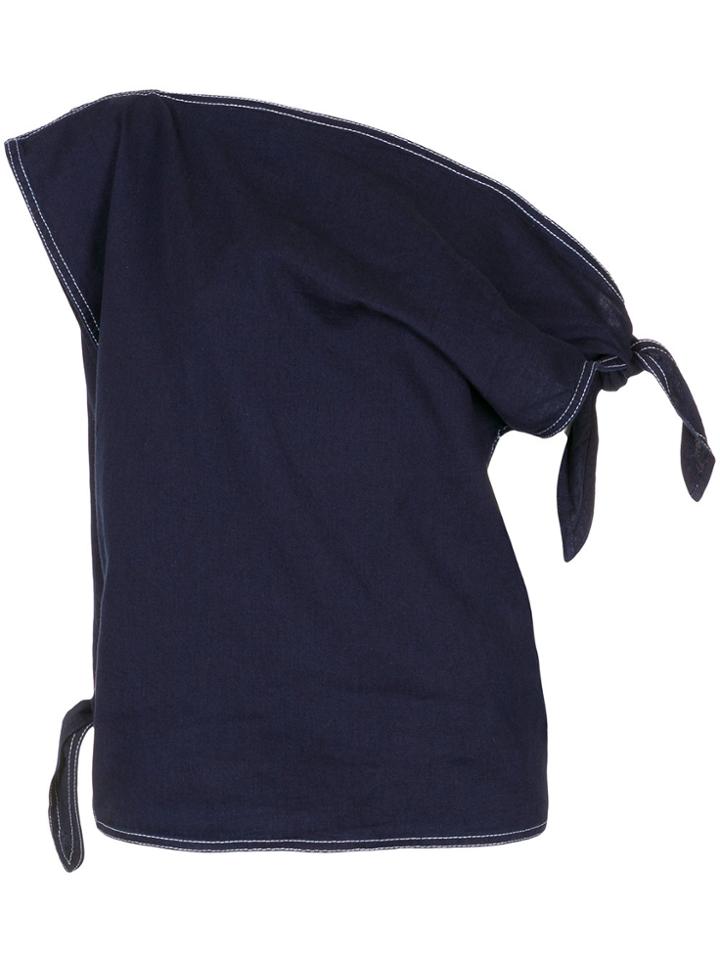 Mm6 Maison Margiela Off-the-shoulder Denim Top - Blue