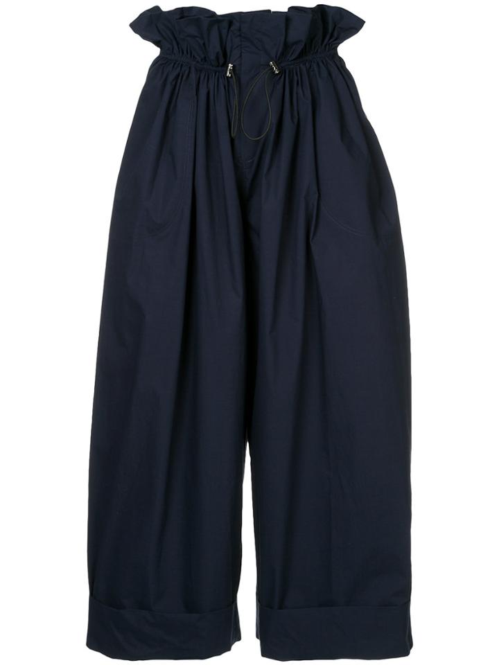 Sea Cropped Balloon Trousers - Blue