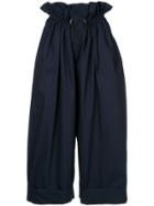 Sea Cropped Balloon Trousers - Blue