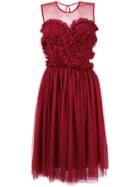 P.a.r.o.s.h. Sleeveless Frilled Bustier Midi Dress - Red