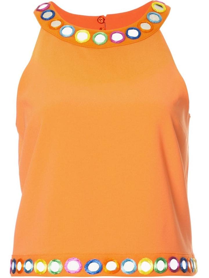 Moschino Mirror Embellished Sleeveless Top - Yellow