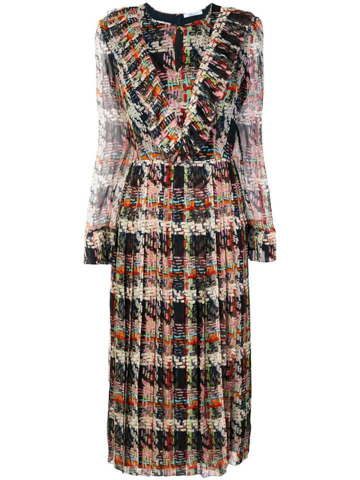 Blumarine Pleated Printed Dress - Multicolour