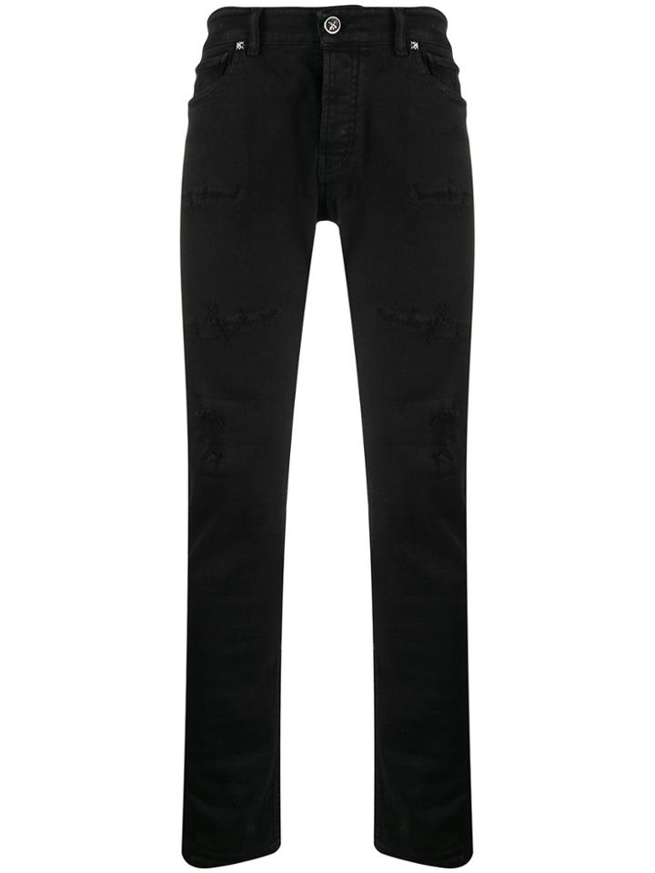 John Richmond Quinto Distressed Slim-fit Jeans - Black