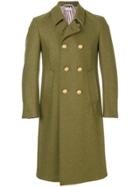 Thom Browne Pintuck Melton Wool Bal Collar Overcoat - Green