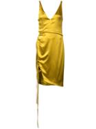 Galvan Lace Up Slit Dress, Women's, Size: 36, Yellow/orange, Silk/spandex/elastane