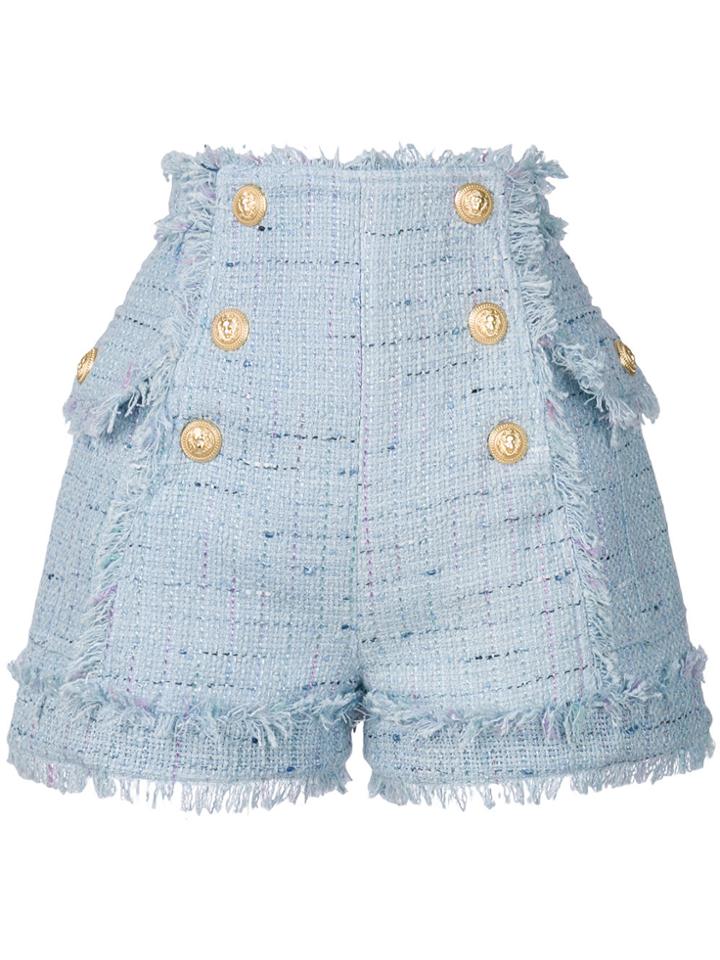 Balmain Matelot Tweed Shorts - Blue