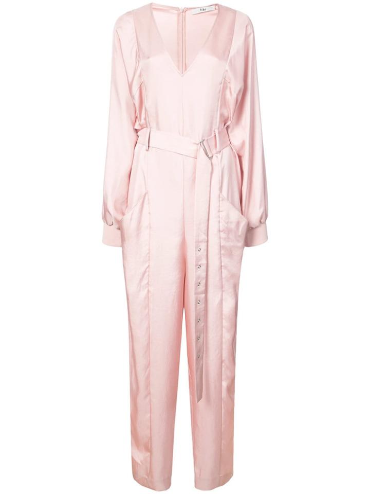 Tibi Mendini Twill Jumpsuit - Pink & Purple