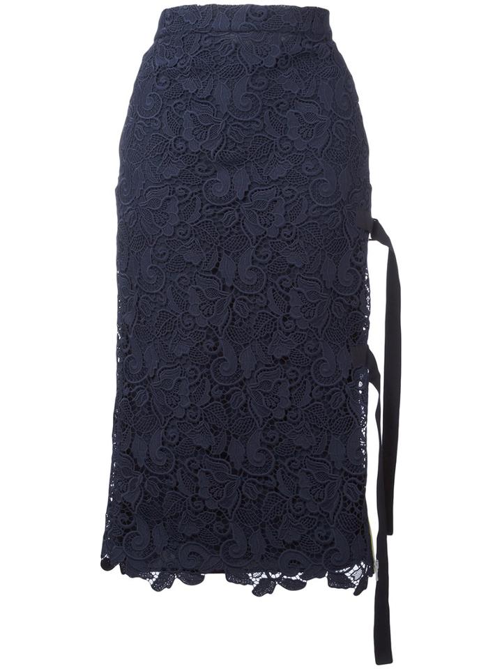 No21 Lace Overlay Skirt, Women's, Size: 44, Blue, Polyester/acetate/silk/cotton