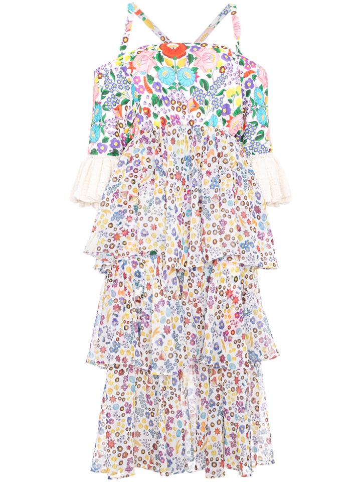 All Things Mochi Irenka Off Shoulder Dress - Multicolour