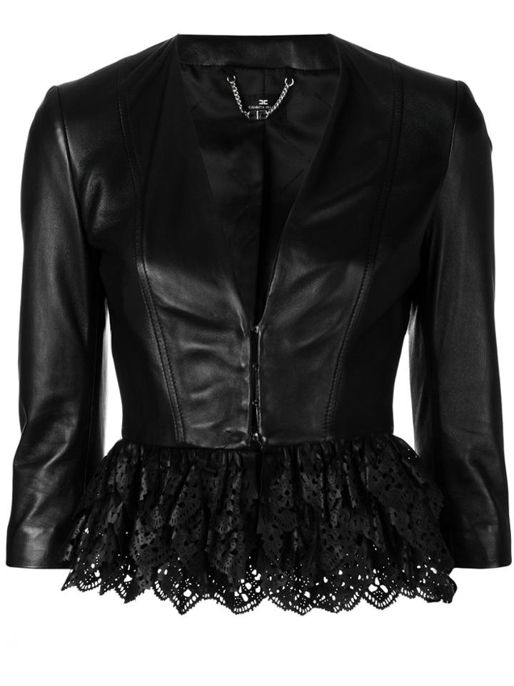 Elisabetta Franchi Laser-cut Hem Jacket - Black